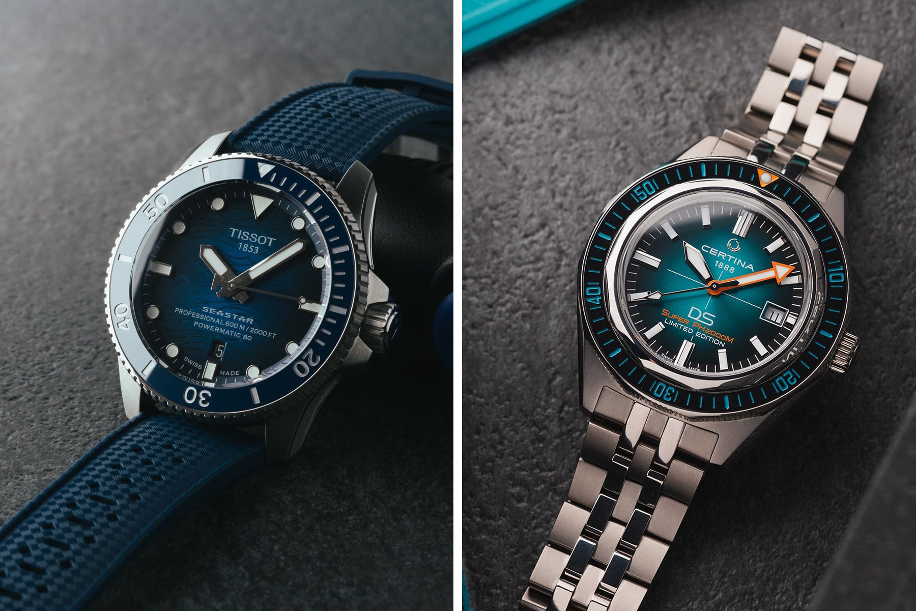 Sunday Morning Showdown: Certina DS Super PH2000M STC Vs. Tissot Seastar 2000 44mm