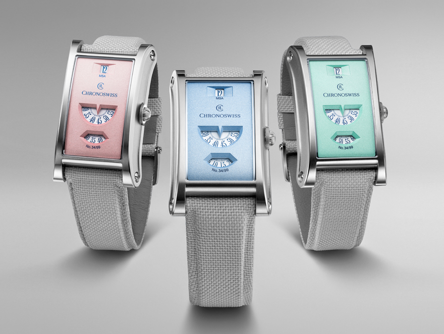 Chronoswiss launches three pastel editions of its handless Neo Digiteur